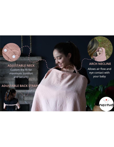 Cubierta de Lactancia Naynid Muselina Algodón 100% Durazno Pastel