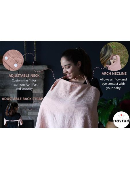 Cubierta de Lactancia Naynid Muselina Algodón 100% Durazno Pastel