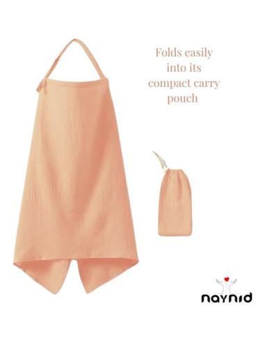 Cubierta de Lactancia Naynid Muselina Algodón 100% Durazno Pastel