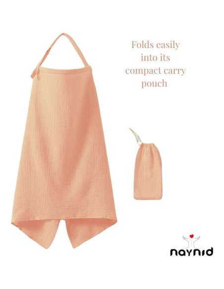 Cubierta de Lactancia Naynid Muselina Algodón 100% Durazno Pastel