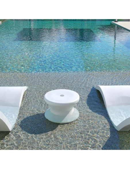 Mesa Lateral Ledge Lounger Blanca con Agujero para Paraguas