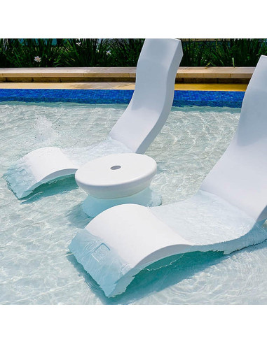 Mesa Lateral Ledge Lounger Blanca con Agujero para Paraguas
