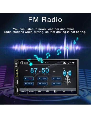 Estéreo de Coche Doble Din Nideocion TS20 7" Bluetooth GPS