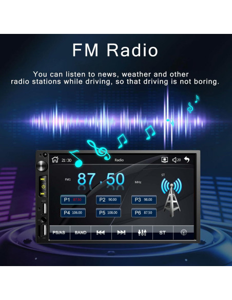 Estéreo de Coche Doble Din Nideocion TS20 7" Bluetooth GPS
