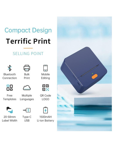 Impresora de Etiquetas Térmica DETONGER P1 Bluetooth 58mm