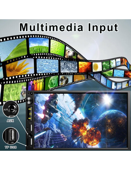 Estéreo de Coche Doble Din Nideocion TS20 7" Bluetooth GPS