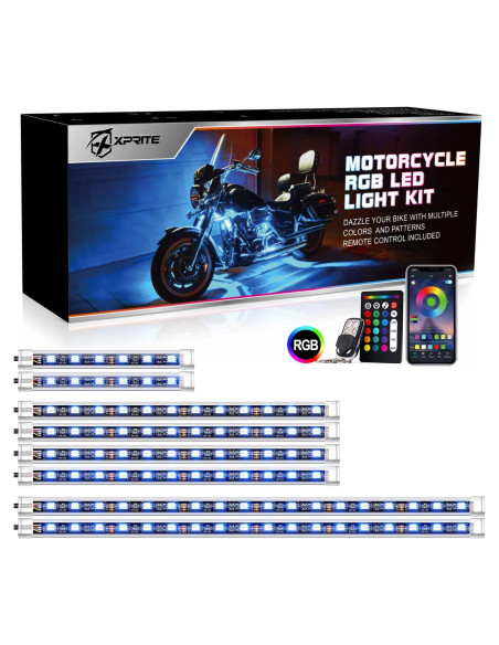 Kit de Luces LED RGB Xprite 8PCS a Prueba de Agua para Motocicleta