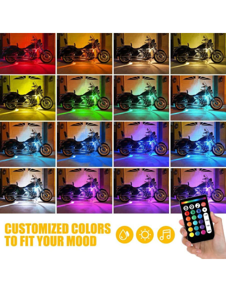 Kit de Luces LED RGB Xprite 8PCS a Prueba de Agua para Motocicleta