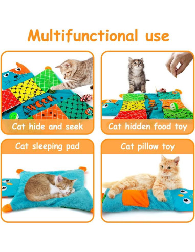 Alfombra Suave para Gatos AWOOF con Juguetes Interactivos