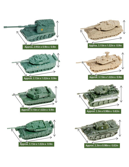 Juego de Tanques Mini 1:144 8 Piezas 4D T-90MS M1A2 Tiger