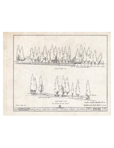 Mapa Vintage Tumbas Cementerio Judío Sonora 50.8x40.6cm
