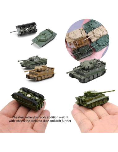 Juego de Tanques Mini 1:144 8 Piezas 4D T-90MS M1A2 Tiger