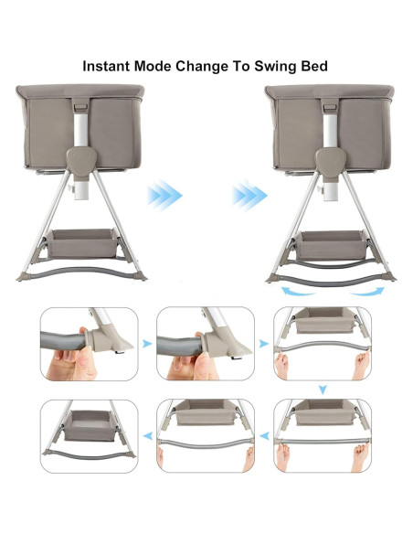 Cuna Lateral Plegable SteAnny SA8010 Caqui para Bebé 0-6M