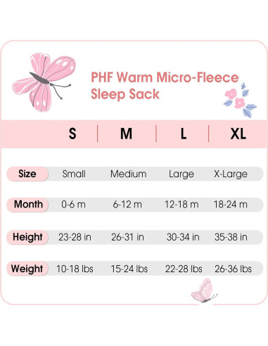 Saco de Dormir PHF para Bebés 0-6 Meses Microforro 3 Piezas