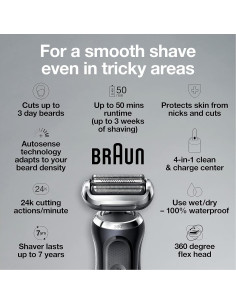 Afeitadora eléctrica Braun Series 7 7075cc para hombres - Negra 2