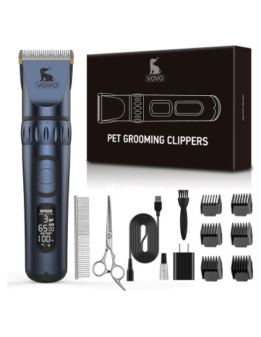 Cortapelos Eléctrico Inalámbrico VOVO para Perros - 3 Velocidades, Bajo Ruido, Azul