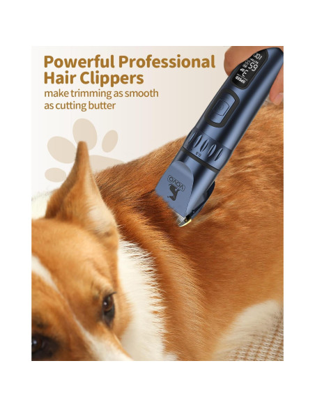Cortapelos Eléctrico Inalámbrico VOVO para Perros - 3 Velocidades, Bajo Ruido, Azul