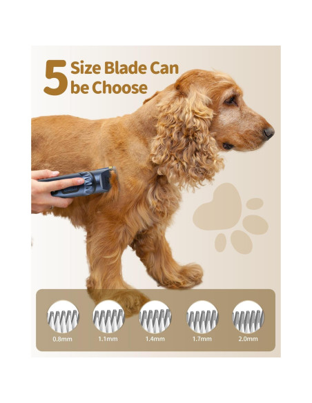 Cortapelos Eléctrico Inalámbrico VOVO para Perros - 3 Velocidades, Bajo Ruido, Azul