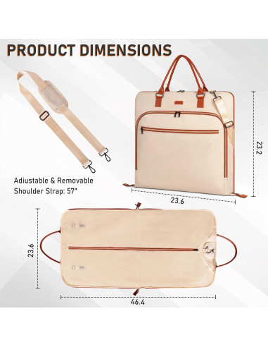Bolsa de Ropa de Viaje GMAK Beige 119 cm con Cremallera