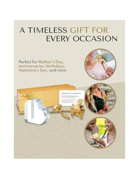 Rosa Eterna 24K Baño de Oro Rosa Real en Jarrón Corazón