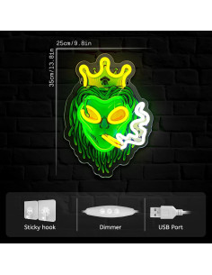 Luz de Neón Alienígena LED Verde 35x25cm USB Regulable 2