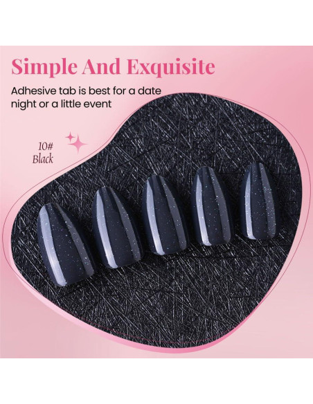 Uñas Postizas Acrílicas Reutilizables XZMeiLun 30 Pcs Cortas