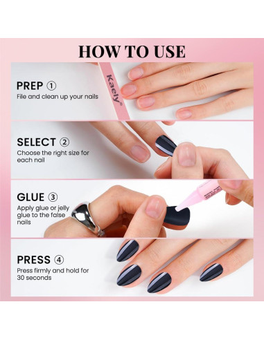 Uñas Postizas Acrílicas Reutilizables XZMeiLun 30 Pcs Cortas