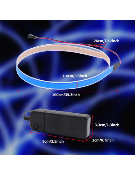 Tira de luz electroluminiscente Ygmylandbb 100 cm Azul 3 Modos