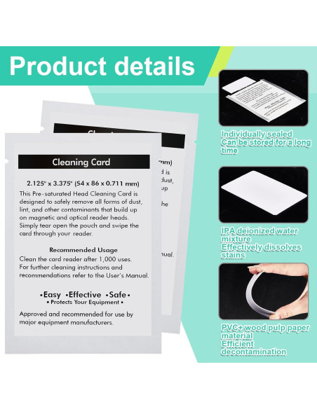 Tarjetas de Limpieza Sliner 60 Pcs para Lectores de Tarjetas