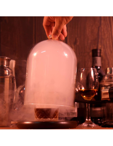 Campana de Humo TMKEFFC con Base de Madera y Vidrio 20 cm