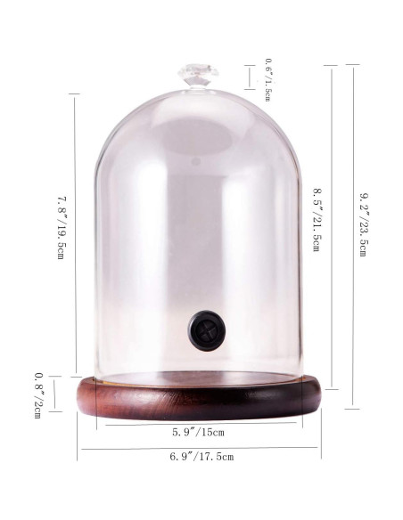 Campana de Humo TMKEFFC con Base de Madera y Vidrio 20 cm