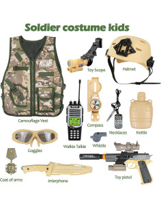 Disfraz de Soldado Militar RedCrab para Niños 12 Piezas 2