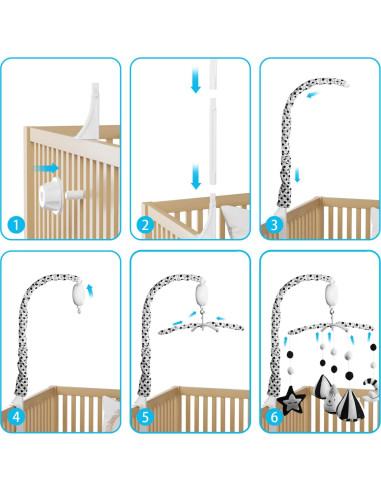 Móvil Musical para Cuna FEISIKE en Blanco y Negro con 35 Canciones