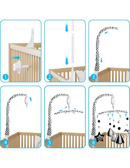 Móvil Musical para Cuna FEISIKE en Blanco y Negro con 35 Canciones