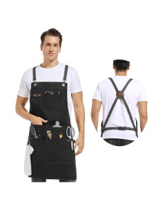 Delantal de Chef Profesional Lona Algodón Negro 127x86 cm