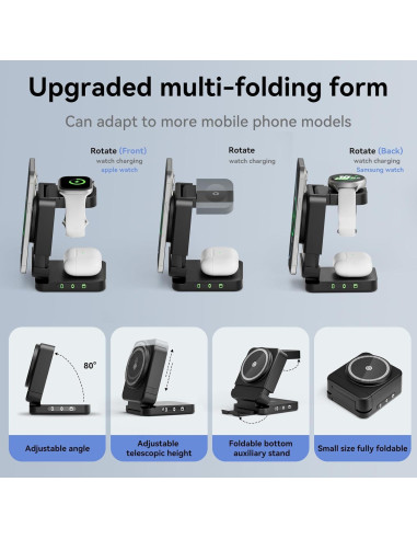 Cargador Inalámbrico 3 en 1 FREEFISH S66 15W Negro