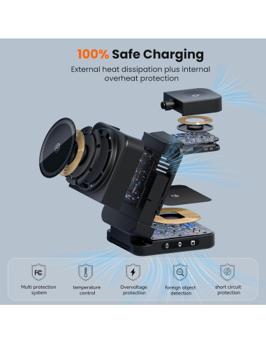 Cargador Inalámbrico 3 en 1 FREEFISH S66 15W Negro