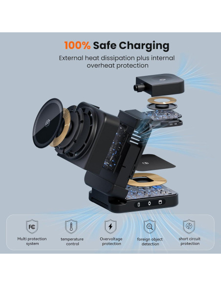 Cargador Inalámbrico 3 en 1 FREEFISH S66 15W Negro