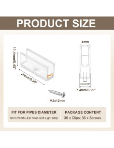 Clips de Montaje LED PATIKIL 36pcs para Tiras de 5mm 2
