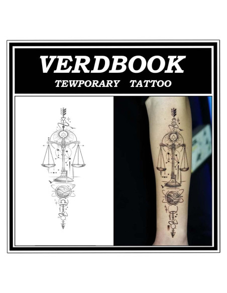 Tatuajes Temporales Impermeables VERDBOOK - 2 Hojas Realistas