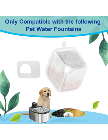 Filtros de Reemplazo para Fuente de Agua para Gatos Jsjyuan - 18 Piezas