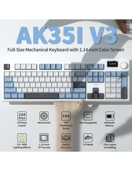 Teclado Mecánico Gaming DAIDAI AK35I V3 Hot Swap RGB 8000mAh