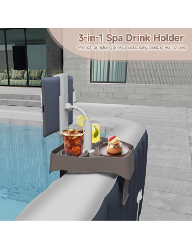 Mesa bandeja ajustable POOLCOMFT para jacuzzi 3 en 1