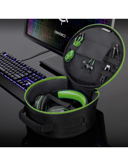 Funda Portátil para Auriculares ENHANCE Verde - Universal para Xbox, Beats, Bose