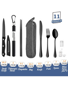 Set de Utensilios Reutilizables Hommaly para Viaje - Acero Inoxidable 2