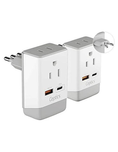 Adaptador de Enchufe Ceptics 2 Pack Tipo C y L para Europa