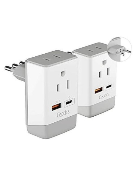 Adaptador de Enchufe Ceptics 2 Pack Tipo C y L para Europa