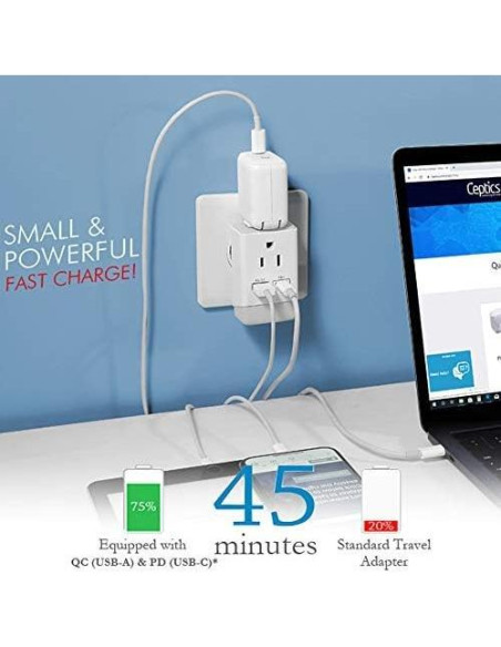 Adaptador de Enchufe Ceptics 2 Pack Tipo C y L para Europa