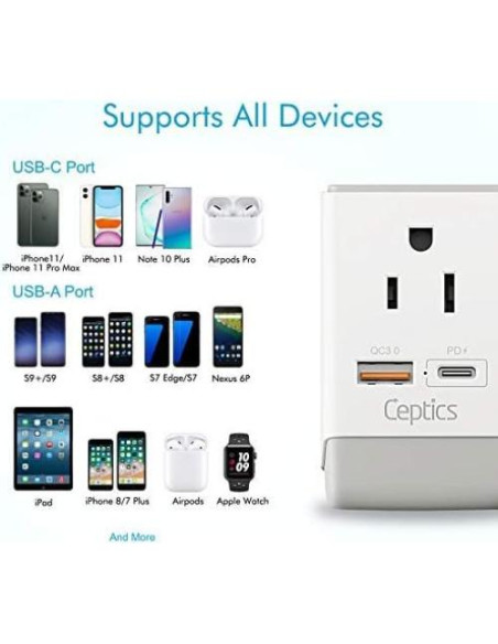 Adaptador de Enchufe Ceptics 2 Pack Tipo C y L para Europa