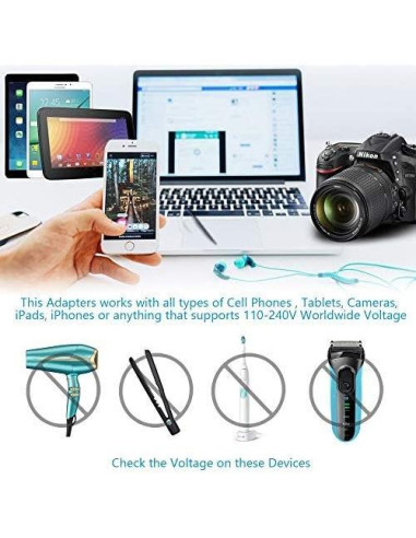 Adaptador de Enchufe Ceptics 2 Pack Tipo C y L para Europa